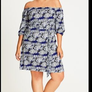 City Chic Blue Palm dress
